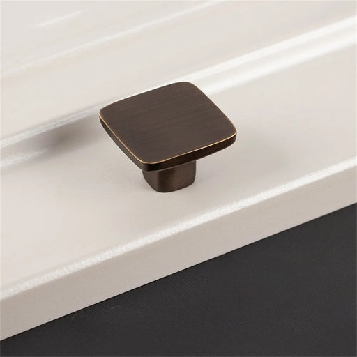 BR75 Brass Cabinet Drawer Pulls 35 x 22mm Wardrobe Square Handles Single Hole Furniture Hardware - Coffee Bronze - 1