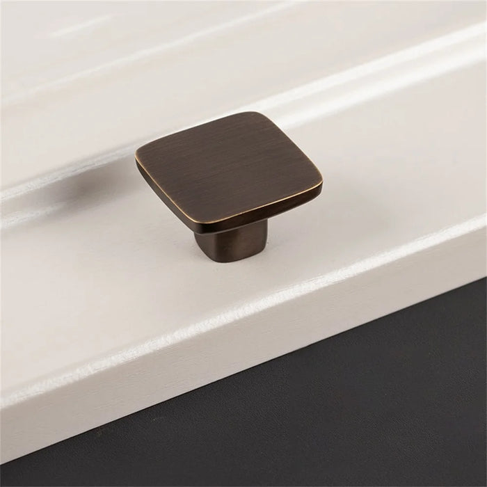 BR75 Brass Cabinet Drawer Pulls 35 x 22mm Wardrobe Square Handles Single Hole Furniture Hardware - Coffee Bronze - 1