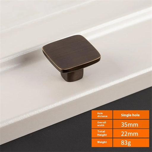 BR75 Brass Cabinet Drawer Pulls 35 x 22mm Wardrobe Square Handles Single Hole Furniture Hardware - Coffee Bronze - 2
