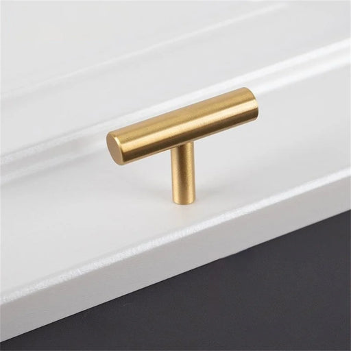 BR77 Brass Cabinet Pulls 50 x 25mm Drawer Handle Single Hole Furniture Hardware for Wardrobe - Brushed Brass - 1