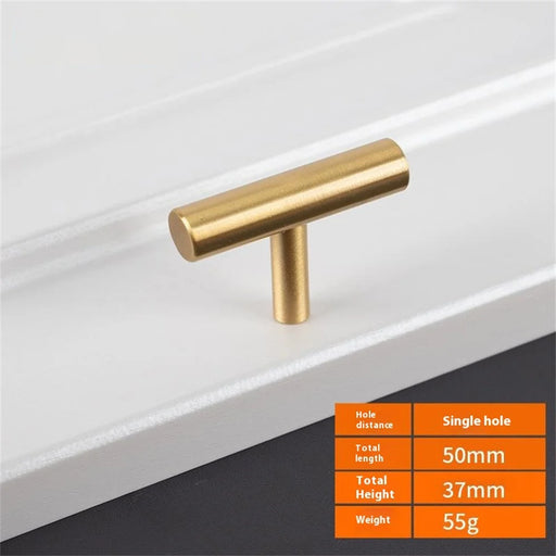 BR77 Brass Cabinet Pulls 50 x 25mm Drawer Handle Single Hole Furniture Hardware for Wardrobe - Brushed Brass - 2