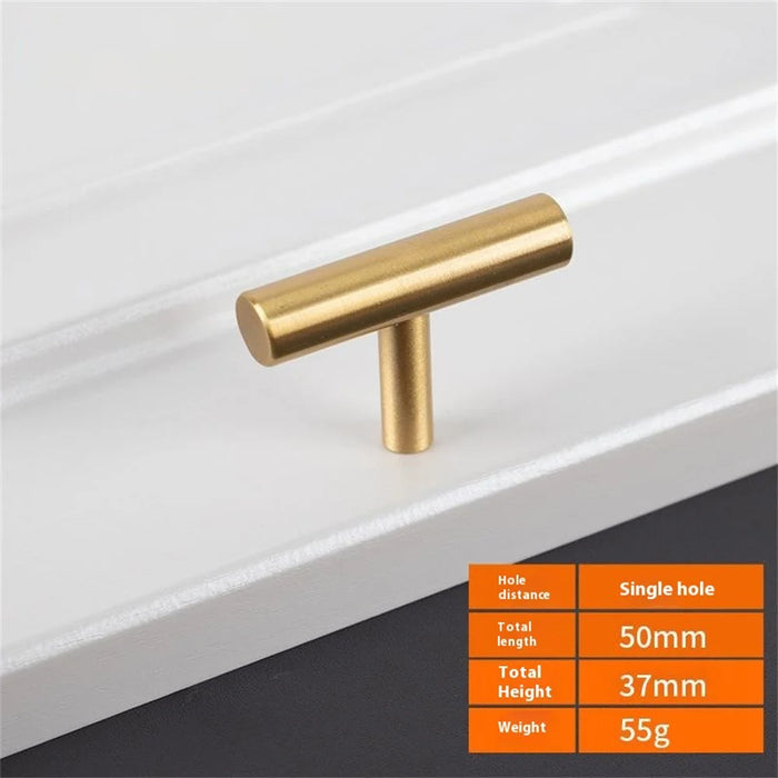 BR77 Brass Cabinet Pulls 50 x 25mm Drawer Handle Single Hole Furniture Hardware for Wardrobe - Brushed Brass - 2