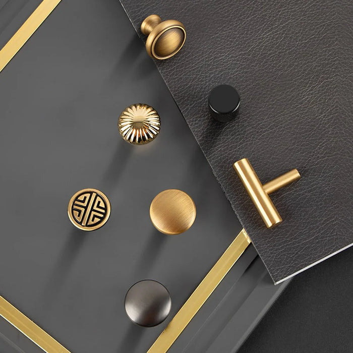 BR77 Brass Cabinet Pulls 50 x 25mm Drawer Handle Single Hole Furniture Hardware for Wardrobe - Brushed Brass - 3