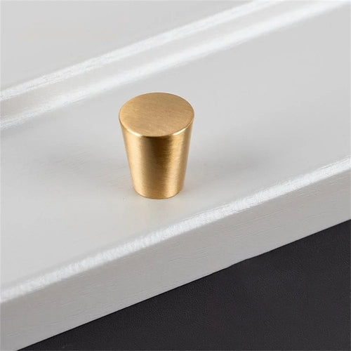 BR78 Brass Cabinet Handles 20 x 25mm Single Hole Round Drawer Pulls for Cabinet Wardrobe - Brushed Brass - 1