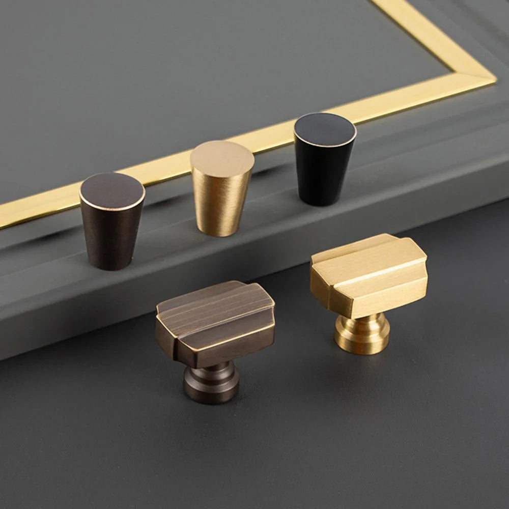 BR78 Brass Cabinet Handles 20 x 25mm Single Hole Round Drawer Pulls for Cabinet Wardrobe - Brushed Brass - 4