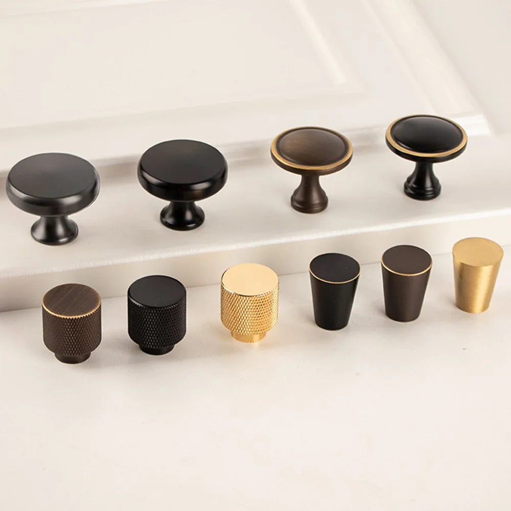 BR78 Brass Cabinet Handles 20 x 25mm Single Hole Round Drawer Pulls for Cabinet Wardrobe - Brushed Brass - 5