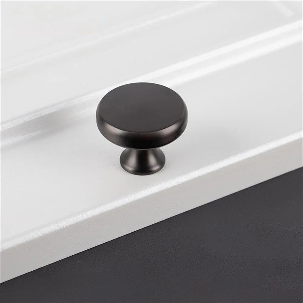 BR81 Solid Brass Cabinet Pull Handle 36 x 28mm Single Hole Round Drawer Wardrobe Knobs - Grey - 1