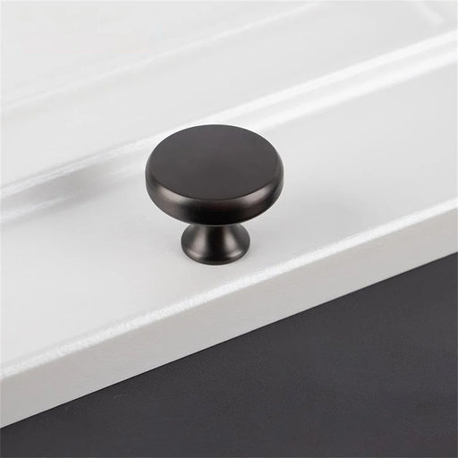 BR81 Solid Brass Cabinet Pull Handle 36 x 28mm Single Hole Round Drawer Wardrobe Knobs - Grey - 1