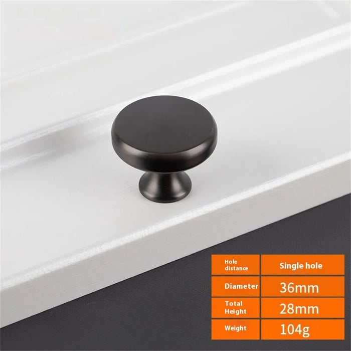 BR81 Solid Brass Cabinet Pull Handle 36 x 28mm Single Hole Round Drawer Wardrobe Knobs - Grey - 2