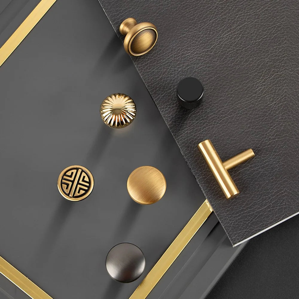 BR86 Brass Cabinet Pull Handles 30 x 28mm Single Hole Drawer Wardrobe Knobs Hardware Furniture - 4