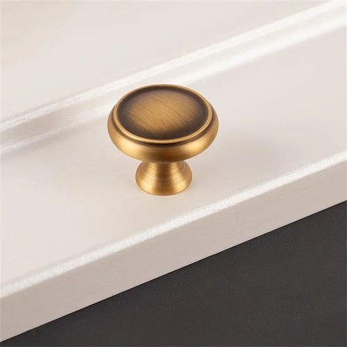 BR98 Brass Cabinet Drawer Pulls 31 x 26mm Round Knobs for Wardrobe Single Hole Small Handles - Bronze - 1