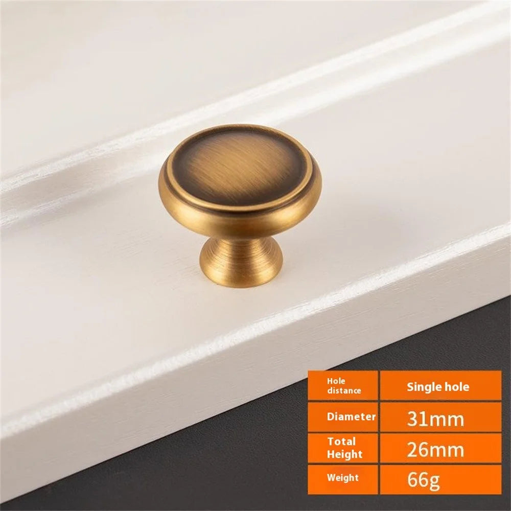 BR98 Brass Cabinet Drawer Pulls 31 x 26mm Round Knobs for Wardrobe Single Hole Small Handles - Bronze - 2