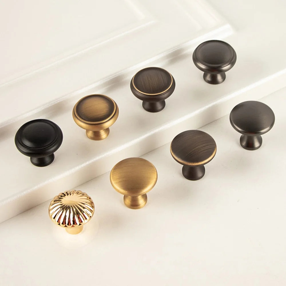 BR98 Brass Cabinet Drawer Pulls 31 x 26mm Round Knobs for Wardrobe Single Hole Small Handles - Bronze - 4