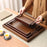 29 x 18 x 4cm Walnut Wood Serving Tray for Tea Coffee Fruit Rectangle Platter with Handles - 6