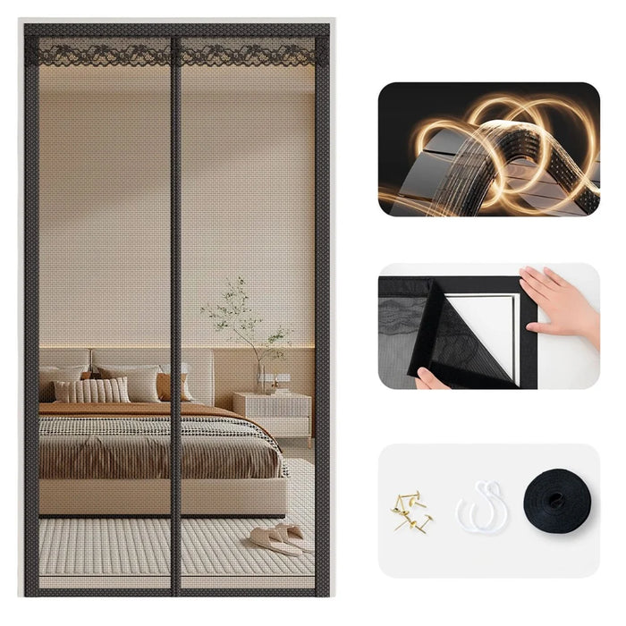80 x 210cm Anti Mosquito Door Curtain Magnetic Automatic Closing Breathable Mesh Door Screen - Black - 1