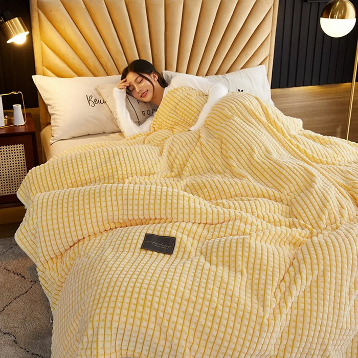 120 x 200cm Ultra Soft Milk Velvet Throw Blanket for Nap Solid Color Office Sofa Cover - Lemon Yellow - 3