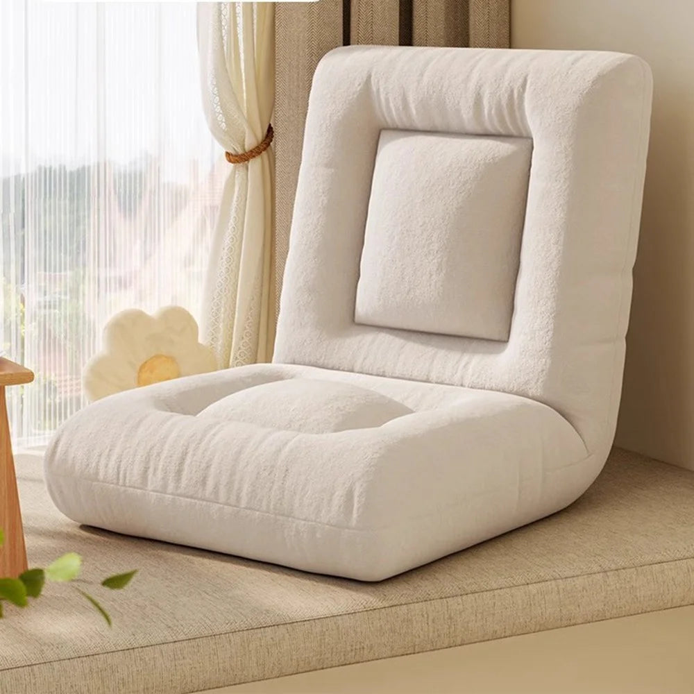 Skin Friendly Flannel Foldable Single Sofa Chair Adjustable Backrest Lounge Seat for Balcony Bay Window - Beige - 2