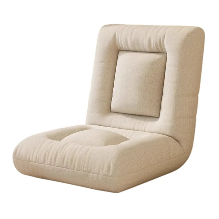 Cotton Linen Foldable Single Sofa Chair Adjustable Backrest Lounge Seat for Balcony Bay Window - Beige - 1