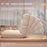 Cotton Linen Foldable Single Sofa Chair Adjustable Backrest Lounge Seat for Balcony Bay Window - Beige - 6
