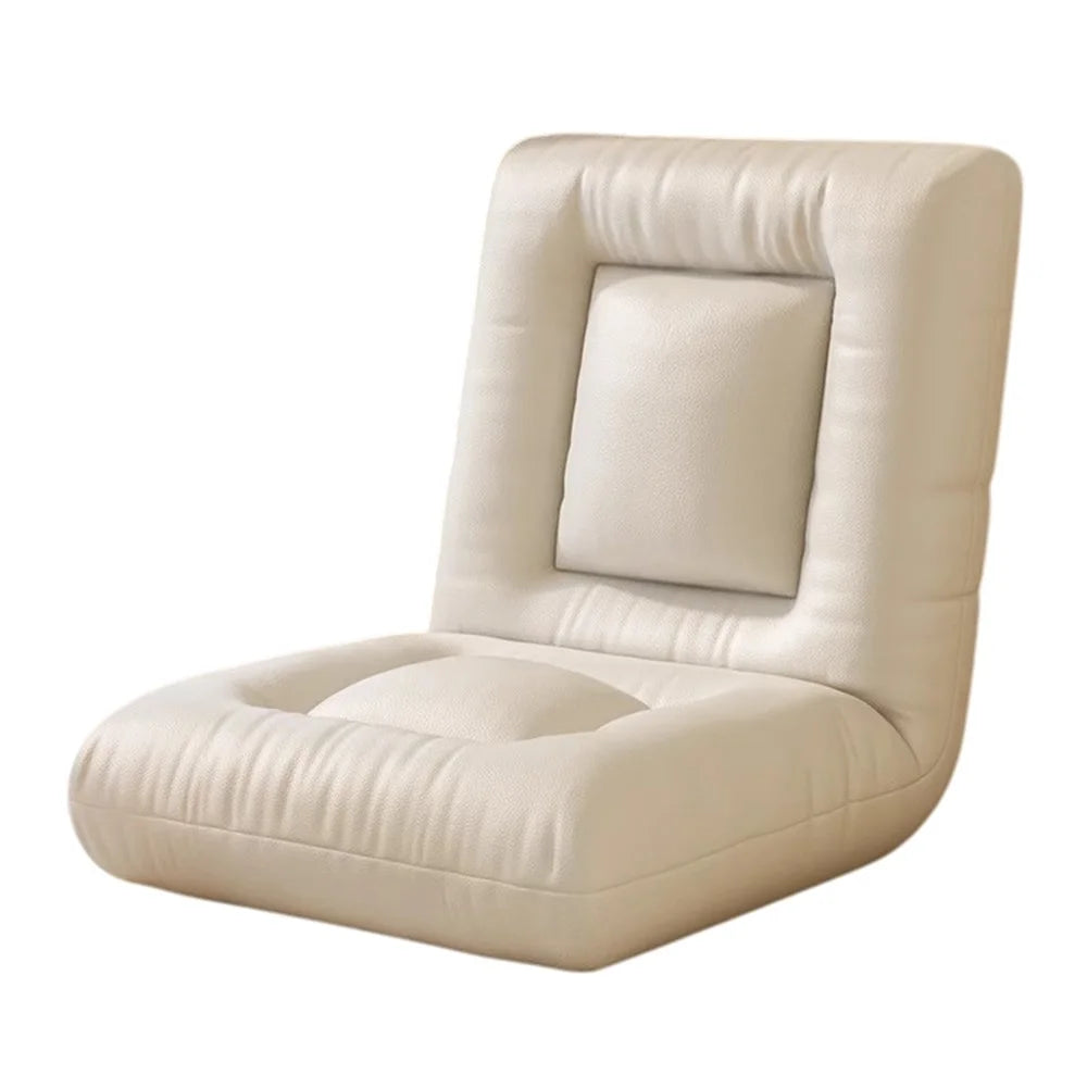 Tech Fabric Foldable Single Sofa Chair Adjustable Backrest Lounge Seat for Balcony Bay Window - Beige - 1