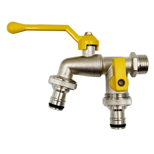 1 / 2 Inch Zinc Alloy Garden Hose Splitter 2 Way Car Washing Watering Faucet with Aluminum Handle - 1