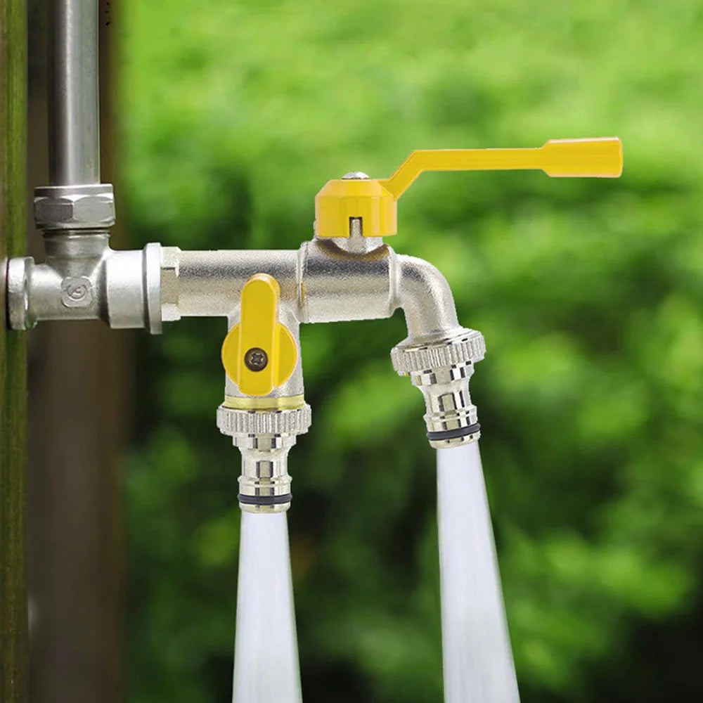 1 / 2 Inch Zinc Alloy Garden Hose Splitter 2 Way Car Washing Watering Faucet with Aluminum Handle - 3