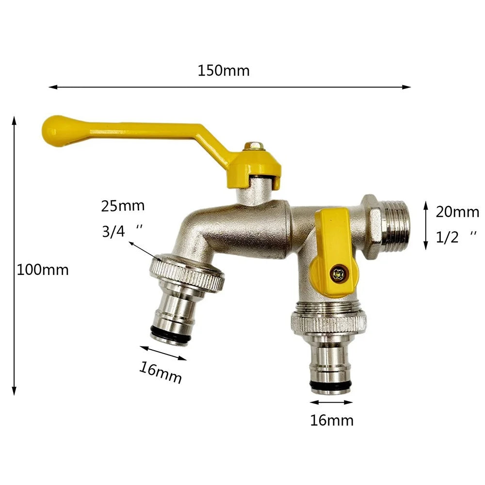 1 / 2 Inch Zinc Alloy Garden Hose Splitter 2 Way Car Washing Watering Faucet with Aluminum Handle - 4