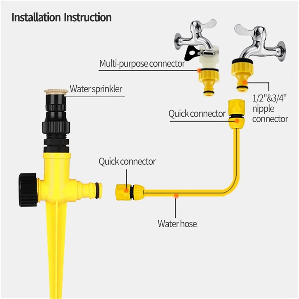 360-Degree Rotation Auto Irrigation System Garden Lawn Sprinkler Angle Adjustable Spraying Tool for Ground Plants, Grassland - 6