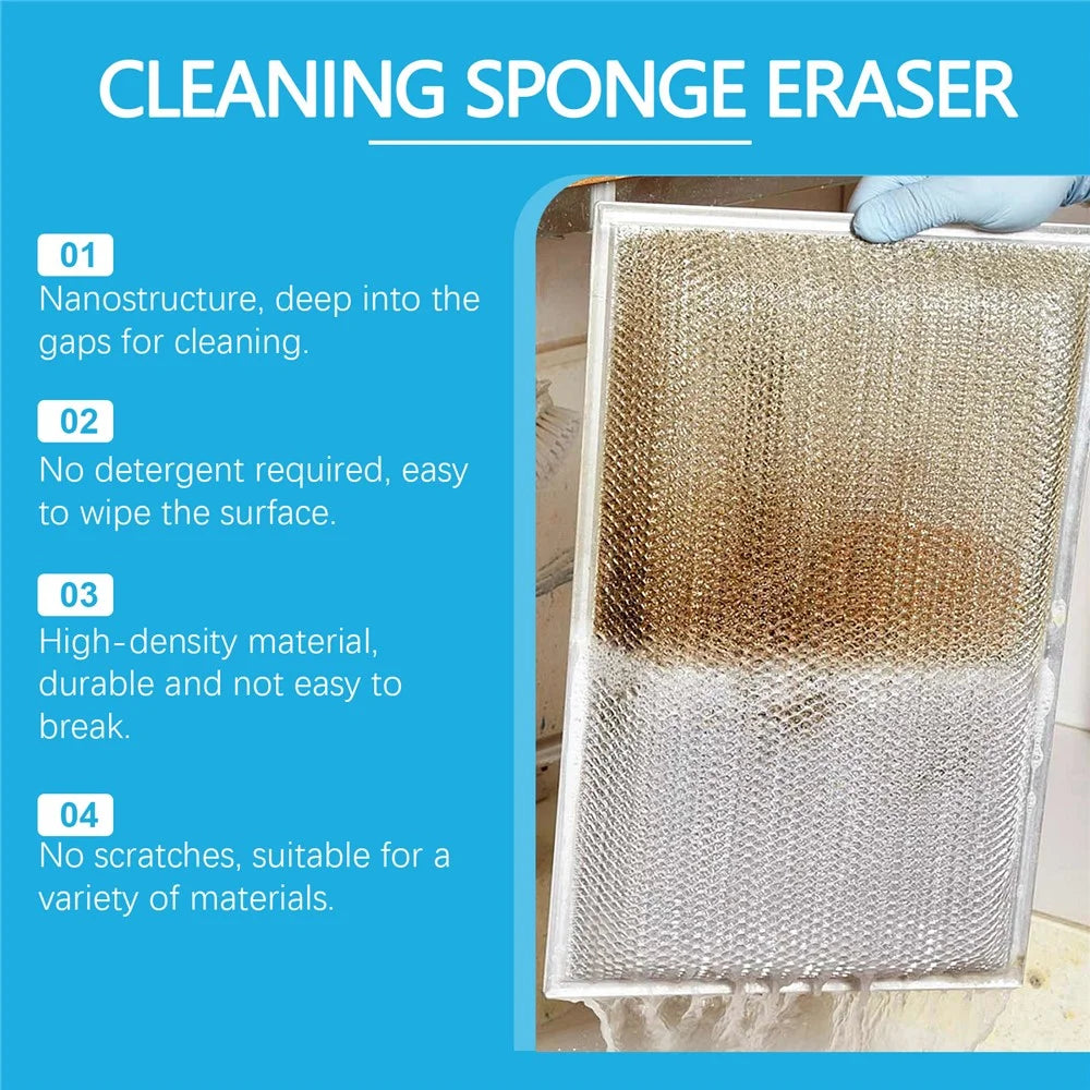 JUE-FISH 6Pcs Nano Sponge for Kitchen Stove Tile Stain Removal Magic Eraser Dishwashing Scrubber, JU-C09-0159-01 - 6