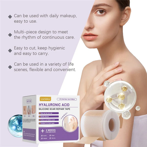 LANISKA Silicone Scar Repair Tape Hyaluronic Acid Adhesive Scar Treatment Patch, LA-B07-0063-01 - 2