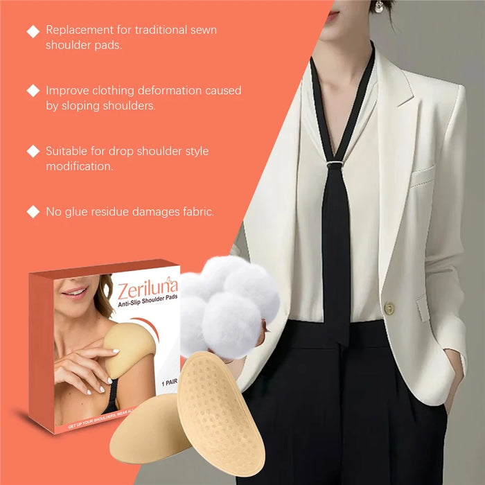 ZERILINA 1 Pair Non Slip Washable Shoulder Pads Reusable Invisible Shoulder Enhancer, ZE-B08-0002-01 - 4