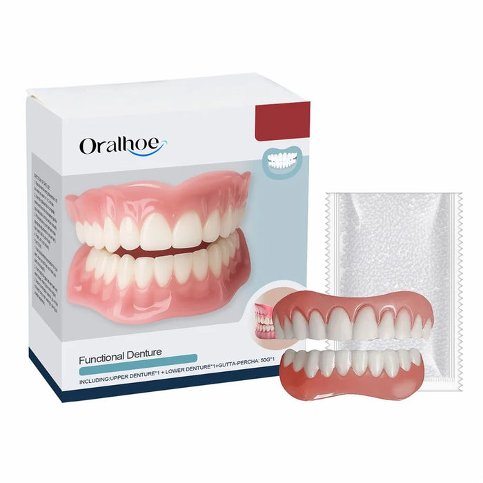 ORALHOE OR-A04-0430-01 Denture Cosmetic Kit Upper / Lower False Teeth for DIY Smile Transformation - 1