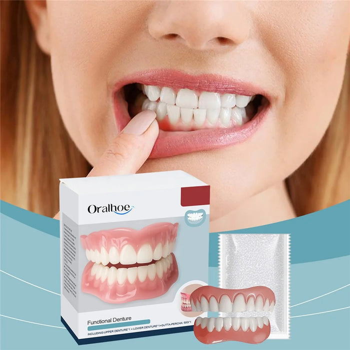 ORALHOE OR-A04-0430-01 Denture Cosmetic Kit Upper / Lower False Teeth for DIY Smile Transformation - 2