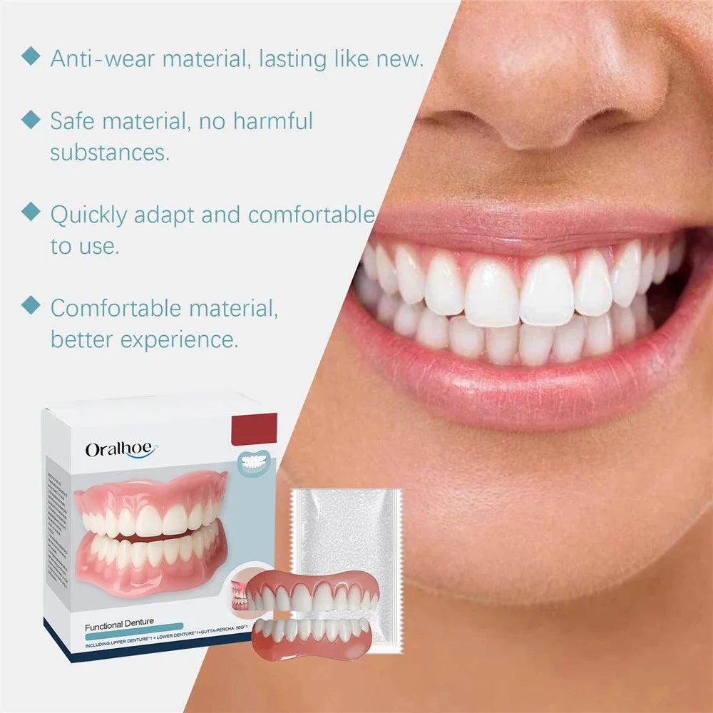 ORALHOE OR-A04-0430-01 Denture Cosmetic Kit Upper / Lower False Teeth for DIY Smile Transformation - 7