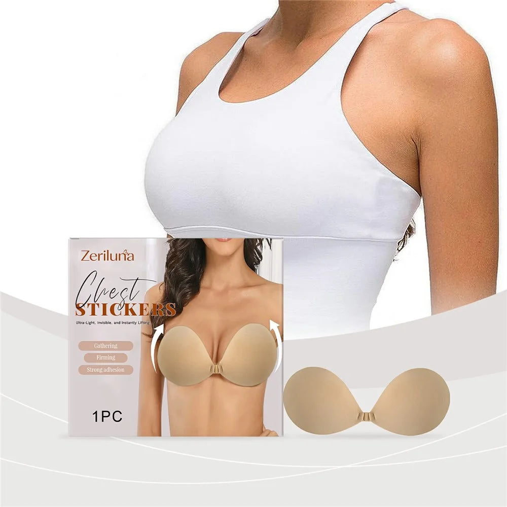 ZERILUNA ZE-A06-0001-01 Silicone Round Cup Boob Tape Breathable Adjustable Buckle Nipple Covers for Breast Lift - 2