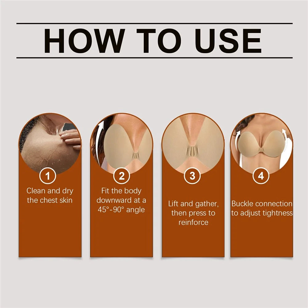 ZERILUNA ZE-A06-0001-01 Silicone Round Cup Boob Tape Breathable Adjustable Buckle Nipple Covers for Breast Lift - 3
