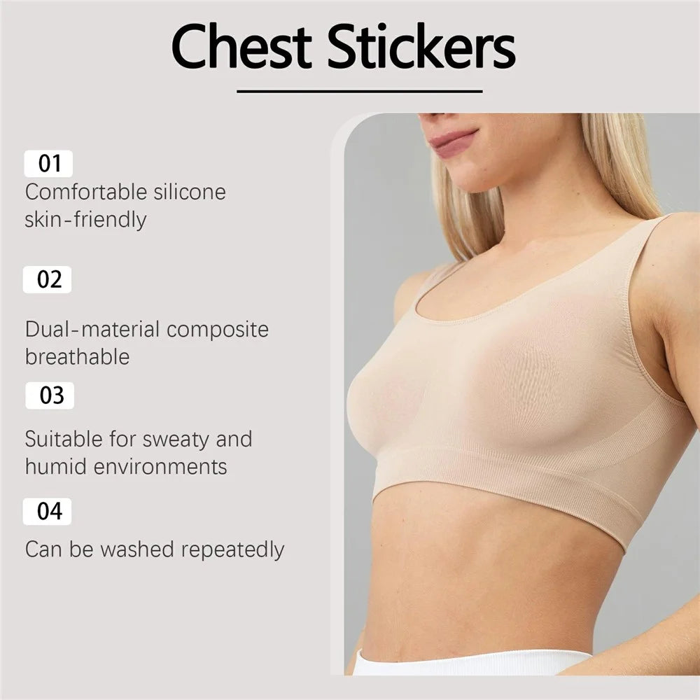 ZERILUNA ZE-A06-0001-01 Silicone Round Cup Boob Tape Breathable Adjustable Buckle Nipple Covers for Breast Lift - 4