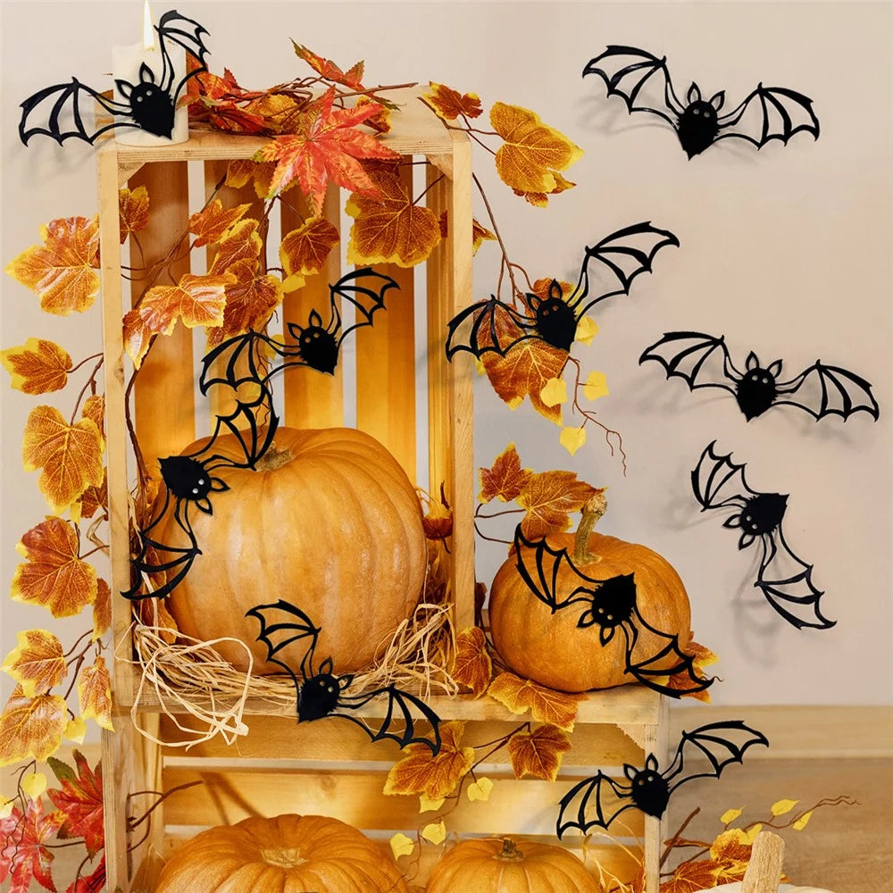 PJ4001 12Pcs / Set 3D Halloween Bat Wall Decals PVC Removable Spooky Sticker for Bedroom Living Room - 6