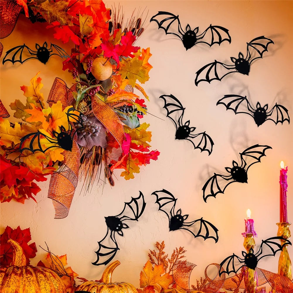 PJ4001 12Pcs / Set 3D Halloween Bat Wall Decals PVC Removable Spooky Sticker for Bedroom Living Room - 7