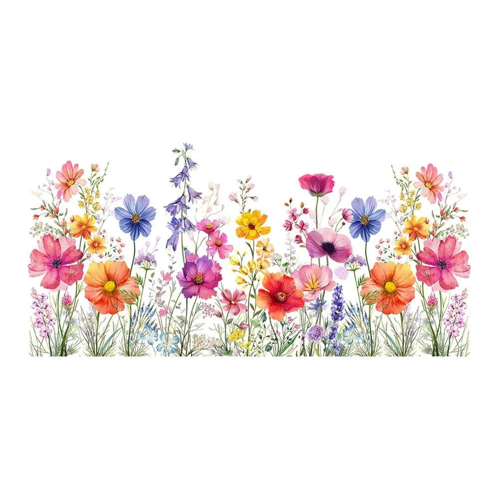 DJ3064 Colorful Floral Double Sided Window Sticker Removable PVC Wall Decal for Living Room Bedroom - 2