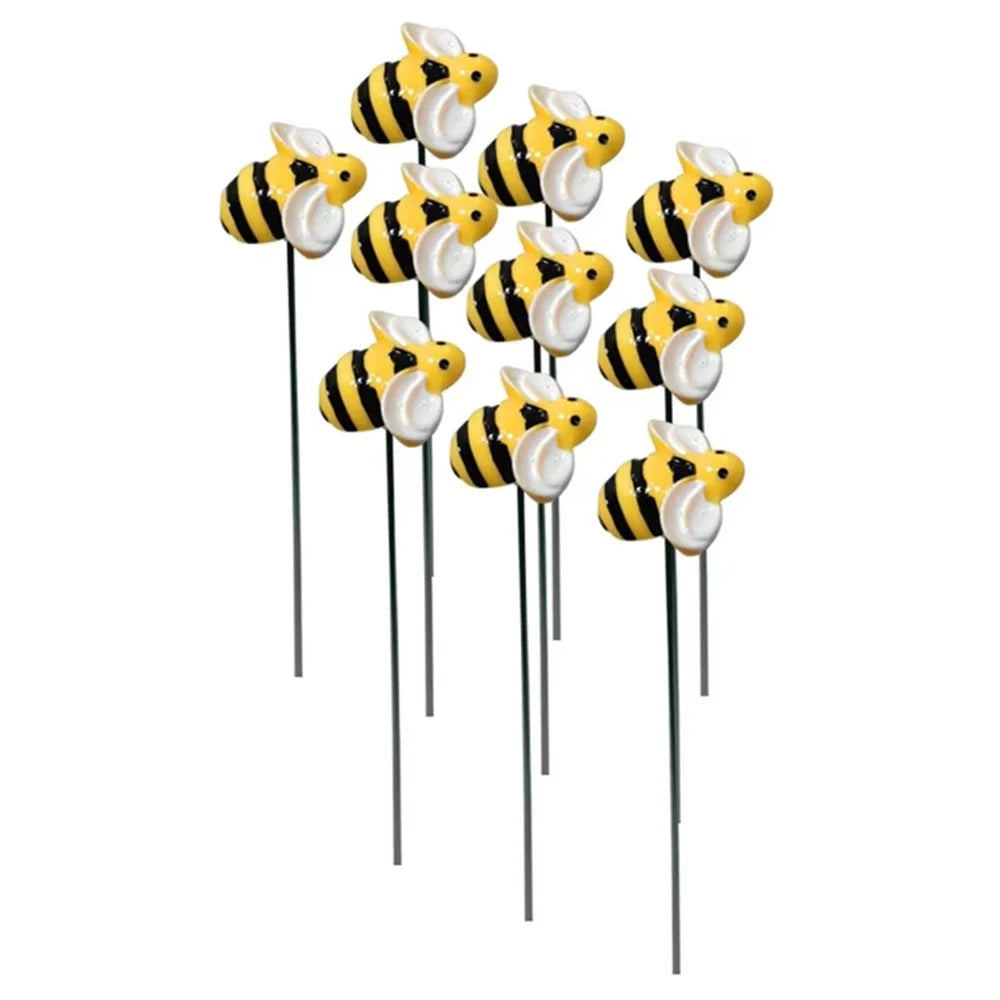 G333 10Pcs / Set Artificial Bee Lawn Stakes Yard Ornaments Realistic Insect Decoration for Outdoor Garden - 1