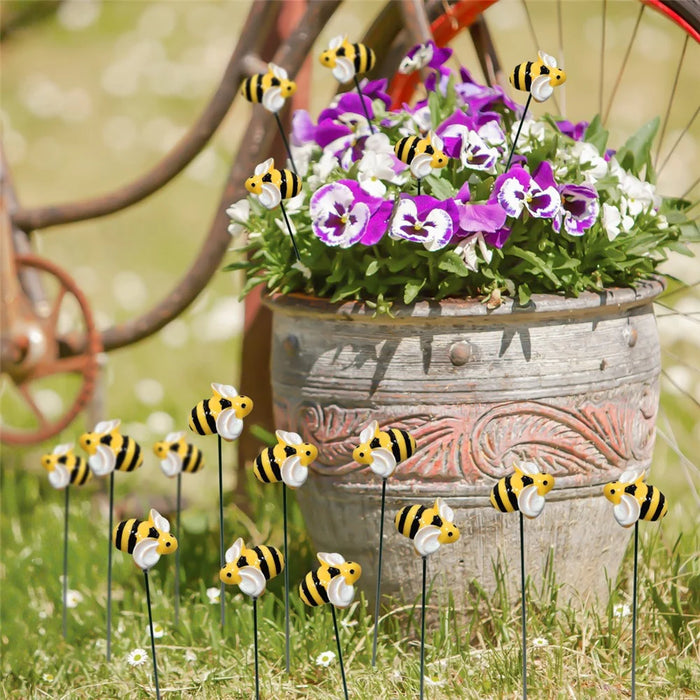G333 10Pcs / Set Artificial Bee Lawn Stakes Yard Ornaments Realistic Insect Decoration for Outdoor Garden - 4
