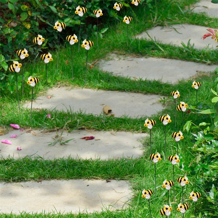 G333 10Pcs / Set Artificial Bee Lawn Stakes Yard Ornaments Realistic Insect Decoration for Outdoor Garden - 5