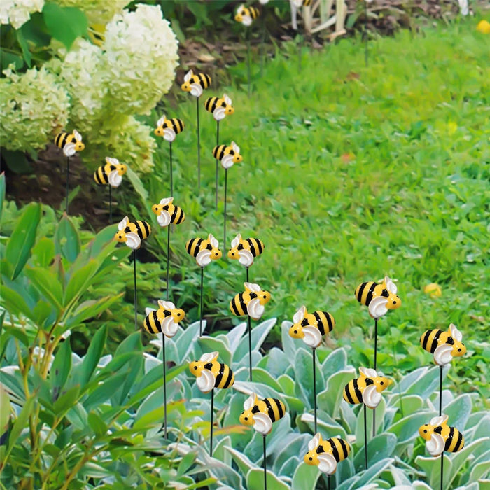 G333 10Pcs / Set Artificial Bee Lawn Stakes Yard Ornaments Realistic Insect Decoration for Outdoor Garden - 6