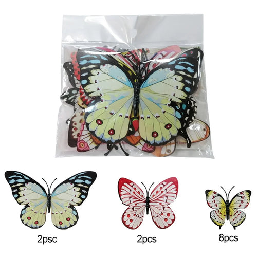 12Pcs / Set 3D Colorful Butterfly Wall Stickers PVC Adhesive Decorative Decals for Living Room Bedroom - PY1510 - 1