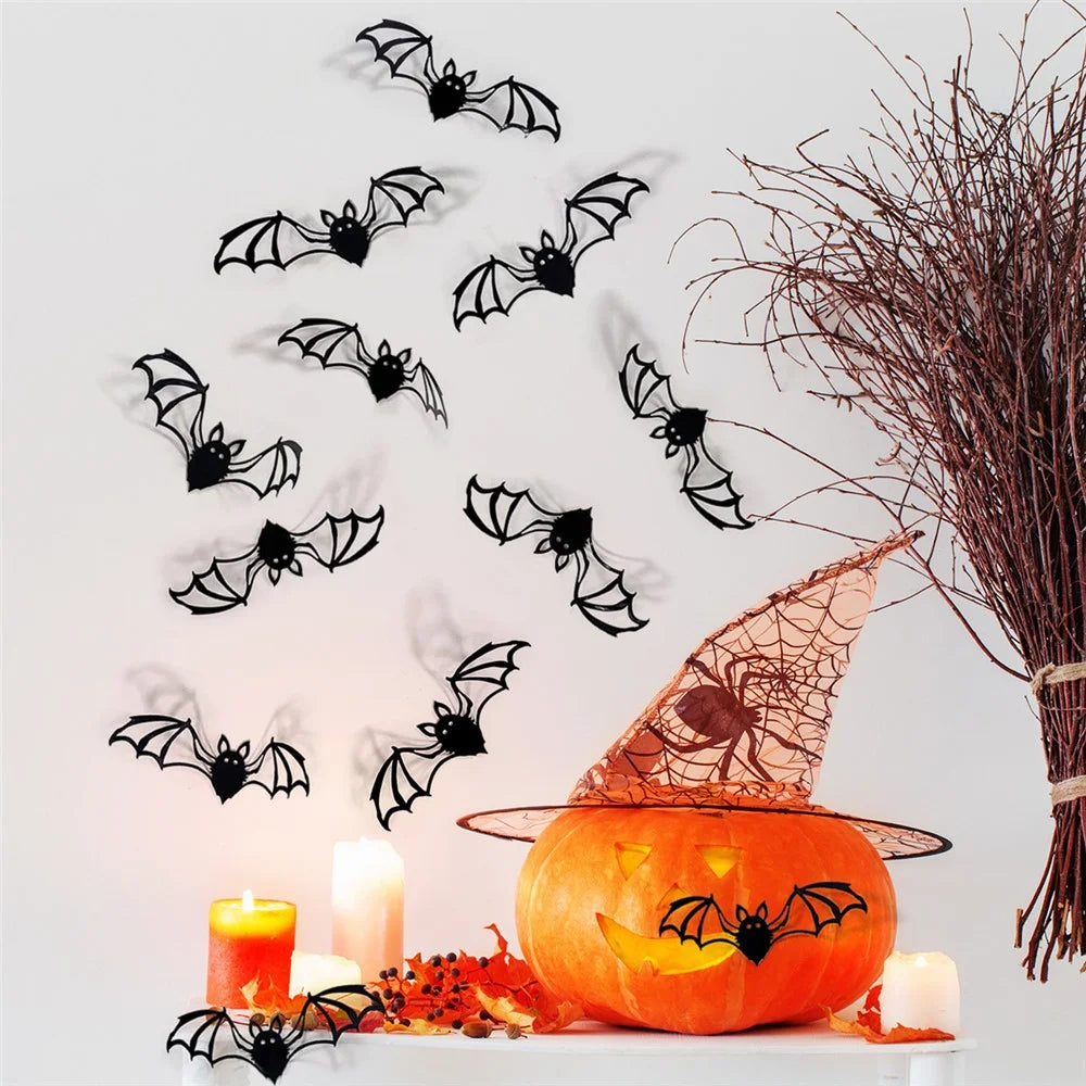 12Pcs / Set 3D Bat Halloween Wall Decor PVC DIY Home Decoration Sticker Party Supplies - PJ4004 - 2
