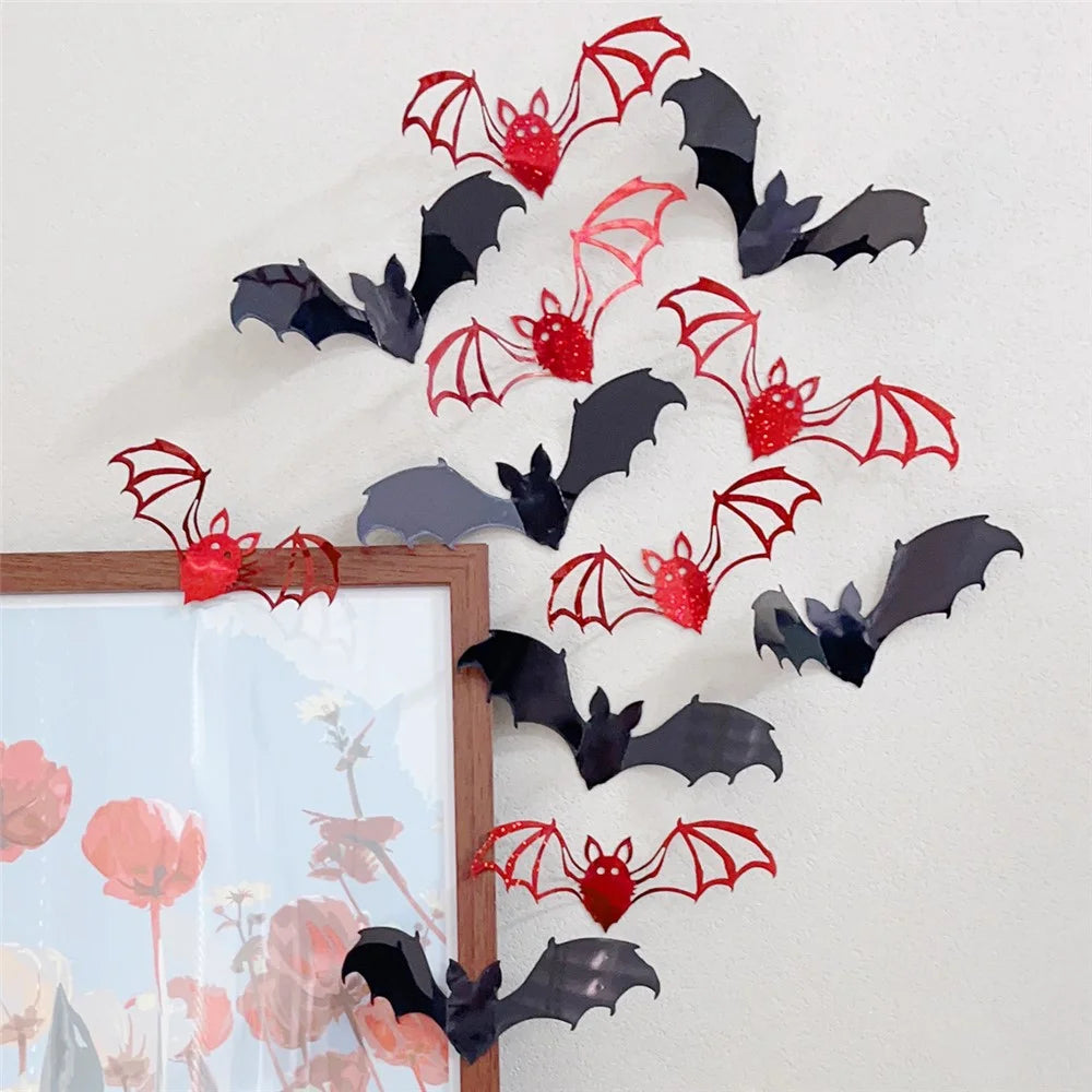 12Pcs / Set 3D Bat Halloween Wall Decor PVC DIY Home Decoration Sticker Party Supplies - PJ4004 - 5