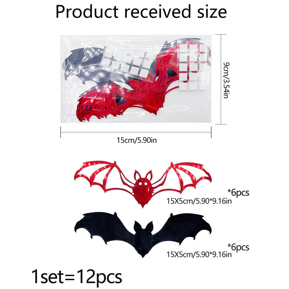 12Pcs / Set 3D Bat Halloween Wall Decor PVC DIY Home Decoration Sticker Party Supplies - PJ4004 - 6