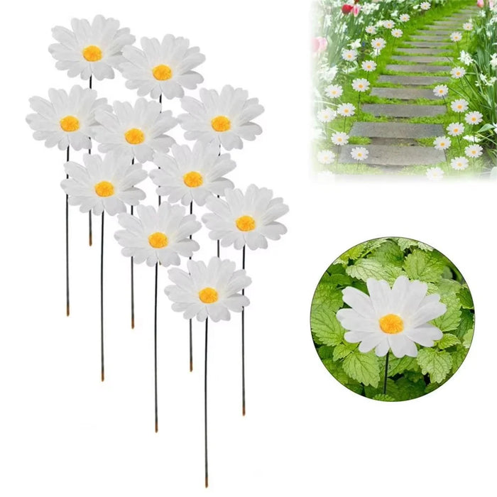 G329 10Pcs / Set Simulated Daisy Shape Garden Stake Outdoor Courtyard Patio Lawn Decoration - 2