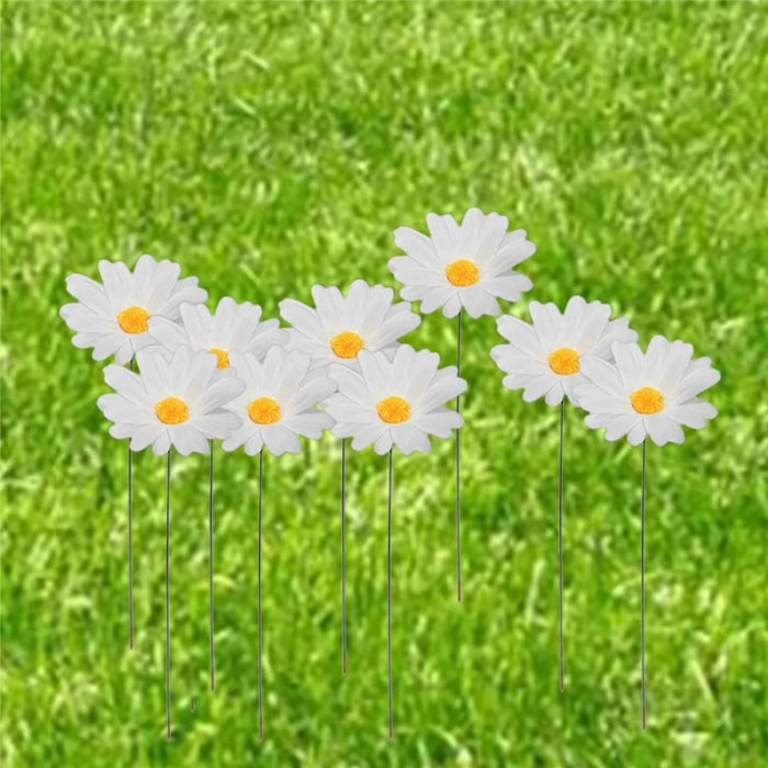 G329 10Pcs / Set Simulated Daisy Shape Garden Stake Outdoor Courtyard Patio Lawn Decoration - 3